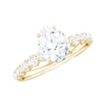 thumbnail image 1 of Rosec Jewels Moissanite Teardrop Engagement Ring with Side Stones - 1 Ct - 6X8 mm Pear Shape Moissanite Ring - D-VS1 Quality, 18K Yellow Gold, US 8.00, 1 of 9