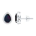 thumbnail image 1 of Rosec Jewels Pear Shaped Black Opal Stud Earrings with Moissanite Halo (5X7 mm), 925 Sterling Silver, 1 of 8