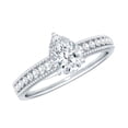 thumbnail image 1 of Rosec Jewels Certified Moissanite Teardrop Engagement Ring with Side Stones - 5X7 mm Solitaire Ring - D-VS1 Grade, 10K White Gold, US 7.50, 1 of 8