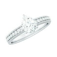 thumbnail image 1 of Rosec Jewels Certified Moissanite Teardrop Engagement Ring with Side Stones - 5X7 mm Solitaire Ring - D-VS1 Grade, 14K White Gold, US 5.00, 1 of 9