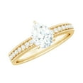 thumbnail image 1 of Rosec Jewels Certified Moissanite Teardrop Engagement Ring with Side Stones - 5X7 mm Solitaire Ring - D-VS1 Grade, 18K Yellow Gold, US 3.50, 1 of 9
