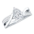thumbnail image 1 of Rosec Jewels Pear Shaped Lab Diamond Engagement Ring - 0.6 Carat - EF-VS Quality Certified, 14K White Gold, US 3.50, 1 of 7