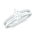 thumbnail image 1 of Rosec Jewels Moissanite Pear Shape Engagement Ring for Women - 5X7 mm - Double Band Ring - D-VS1 Quality Certified, 925 Sterling Silver, US 4.50, 1 of 7