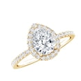 thumbnail image 1 of Rosec Jewels Moissanite Teardrop Engagement Ring with Halo - 1 Ct - 6X8 mm Pear Shape - D-VS1 Quality, 14K Yellow Gold, US 11.50, 1 of 9