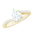 thumbnail image 1 of Rosec Jewels Certified Solitaire Moissanite Pear Shaped Engagement Ring 1 Carat - 6X8 mm - Bypass Ring - D-VS1 Quality, 14K Yellow Gold, US 3.00, 1 of 7