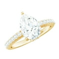 thumbnail image 1 of Rosec Jewels Pear Shaped Moissanite Solitaire Engagement Ring - 7X10 mm - 2 Ct - D-VS1 Grade, 18K Yellow Gold, US 9.50, 1 of 9