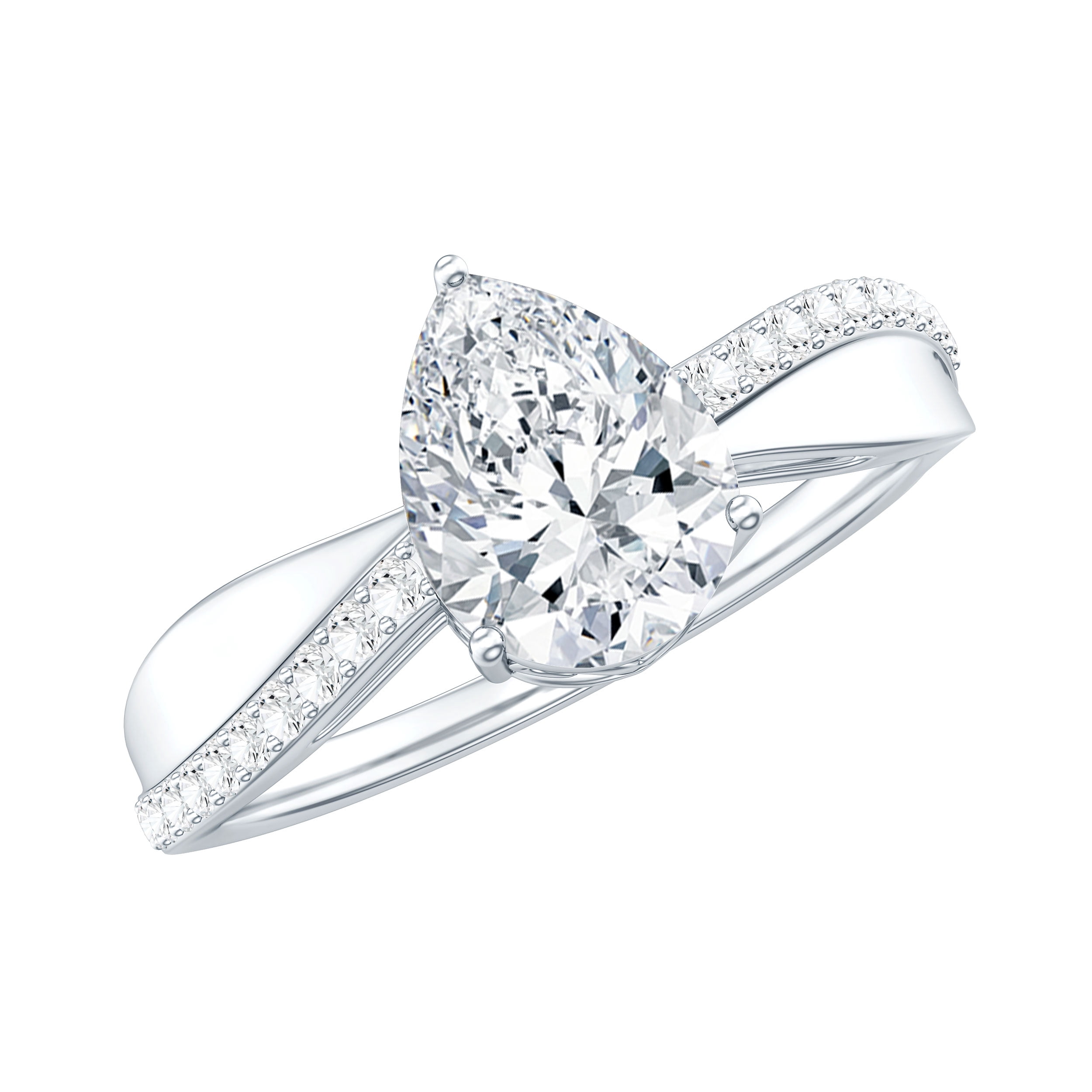 Rosec Jewels Pear Shaped Moissanite Solitaire Engagement Ring for Women (1.3 Carat, D-VS1 Quality) - Jewelry Box Included, 925 Sterling Silver, US 4.00