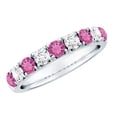 thumbnail image 1 of Rosec Jewels Pink Tourmaline Half Eternity Band Ring with Diamond for Women (AAA Quality), 10K White Gold, US 12.00, 1 of 9