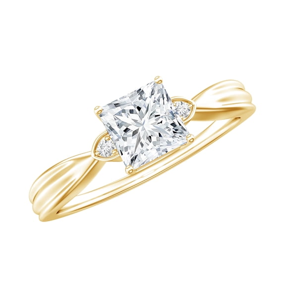 Rosec Jewels Princess Cut Diamond Promise Ring for Women - EF-VS Grade Certified Lab Grown Diamond, 14K Yellow Gold, US 8.00
