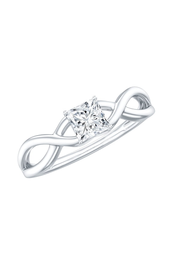 Princess Cut Lab Diamond Pre Engagement Ring - Infinity Promise Ring - EF-VS Grade, 10K White Gold, US 6.00