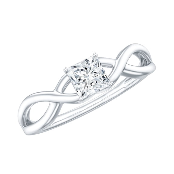 Rosec Jewels Princess Cut Lab Diamond Pre Engagement Ring - Infinity Promise Ring - EF-VS Grade, 925 Sterling Silver, US 4.00