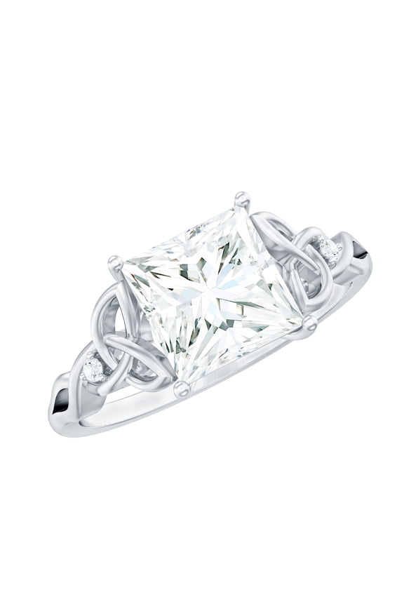 Princess Cut Lab Diamond Ring 1 Carat - 6 mm Square Engagement Ring, 10K White Gold, US 10.00