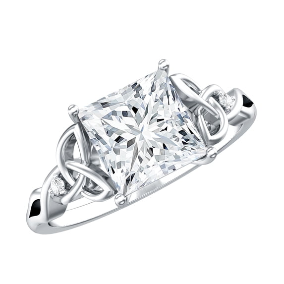 Rosec Jewels Princess Cut Lab Diamond Ring 1 Carat - 6 mm Square Engagement Ring, 925 Sterling Silver, US 4.00