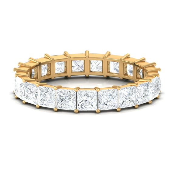Rosec Jewels Princess Cut Moissanite Eternity Band Ring for Women - Full Eternity Ring, 10K Yellow Gold, US 6.00