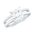 thumbnail image 1 of Rosec Jewels Certified Moissanite Princess Cut Engagement Ring 3 Carat - Double Band Ring - 8 mm - D-VS1 Quality, 10K White Gold, US 4.00, 1 of 9