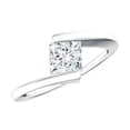 thumbnail image 1 of Rosec Jewels Certified Moissanite Promise Ring for Women - 5 mm Princess Cut - Bypass Ring - D-VS1 Quality, 14K White Gold, US 13.00, 1 of 9