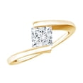 thumbnail image 1 of Rosec Jewels Certified Moissanite Promise Ring for Women - 5 mm Princess Cut - Bypass Ring - D-VS1 Quality, 14K Yellow Gold, US 7.00, 1 of 9
