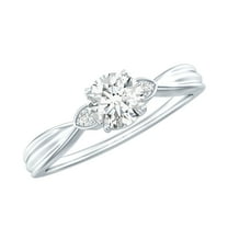 Rosec Jewels Promise Engagement Ring with Diamond 1 Ct - Certified Lab Grown Diamond, 925 Sterling Silver, US 4.00