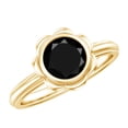 thumbnail image 1 of Rosec Jewels Real Black Onyx Flower Engagement Ring 1 Carat - Bezel Set Onyx Solitaire Ring - AAA Grade - with Jewelry Box, 10K Yellow Gold, US 3.50, 1 of 8