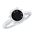 thumbnail image 1 of Rosec Jewels Real Black Onyx Flower Engagement Ring 1 Carat - Bezel Set Onyx Solitaire Ring - AAA Grade - with Jewelry Box, 18K White Gold, US 9.00, 1 of 8