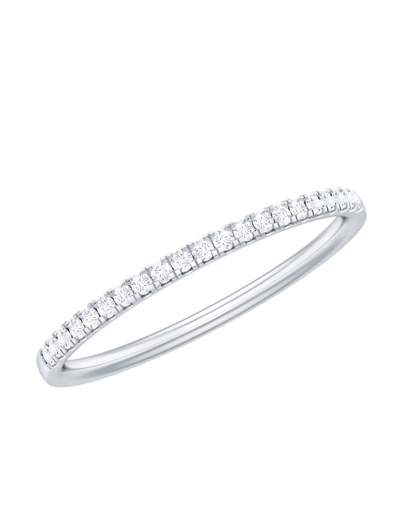 Real Diamond Half Eternity Ring for Women - HI-SI Grade Diamond Stackable Ring - Ready to Gift with Jewelry Box, 925 Sterling Silver, US 4.00