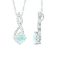 thumbnail image 1 of Rosec Jewels Real Ethiopian Opal Infinity Pendant with Moissanite - 8 mm Cushion Shape, 10K White Gold, 1 of 8