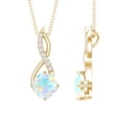 thumbnail image 1 of Rosec Jewels Real Ethiopian Opal Infinity Pendant with Moissanite - 8 mm Cushion Shape, 10K Yellow Gold, 1 of 9