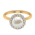 thumbnail image 1 of Rosec Jewels Real Freshwater Pearl Cocktail Ring with Diamond Halo for Women (8 mm), 10K Yellow Gold, US 12.00, 1 of 9