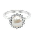 thumbnail image 1 of Rosec Jewels Real Freshwater Pearl Cocktail Ring with Diamond Halo for Women (8 mm), 925 Sterling Silver, US 10.00, 1 of 9