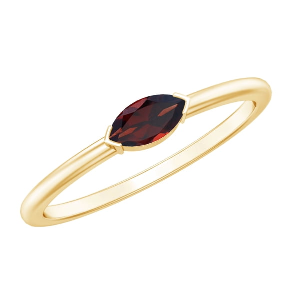 Rosec Jewels Real Garnet Promise Ring - East West Marquise Ring - AAA Quality - January Birthstone Ring, 14K Yellow Gold, US 5.50