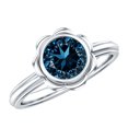 thumbnail image 1 of Rosec Jewels Real London Blue Topaz Flower Engagement Ring (1 Carat, AAA Grade) - December Birthstone Ring for Women, 18K White Gold, US 6.50, 1 of 8