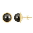 thumbnail image 1 of Rosec Jewels Real Tahitian Pearl Solitaire Stud Earrings with Screw Back - 8 mm - AAA Quality, 14K Yellow Gold, 1 of 9