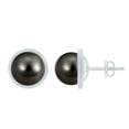 thumbnail image 1 of Rosec Jewels Real Tahitian Pearl Solitaire Stud Earrings with Screw Back - 8 mm - AAA Quality, 18K White Gold, 1 of 9