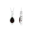 thumbnail image 1 of Rosec Jewels Red Garnet Pendant Necklace with Diamond for Women - AAA Grade - 12X8 mm, 14K White Gold, 1 of 7