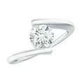 thumbnail image 1 of Rosec Jewels Certified Moissanite Solitaire Engagement Ring - Bypass Ring for Women (6 mm, 1 Carat, D-VS1 Quality), 925 Sterling Silver, US 3.50, 1 of 8