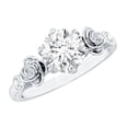 thumbnail image 1 of Rosec Jewels Round Shape Moissanite Solitaire Ring for Women - Flower Engagement Ring (D-VS1 Quality), 925 Sterling Silver, US 4.00, 1 of 9