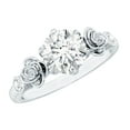 thumbnail image 1 of Rosec Jewels Round Shape Moissanite Solitaire Ring for Women - Flower Engagement Ring (D-VS1 Quality), 925 Sterling Silver, US 5.00, 1 of 9
