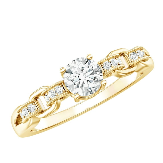 Rosec Jewels Round Diamond Promise Engagement Ring - 0.50 Carat Lab Diamond - EF-VS Quality, 14K Yellow Gold, US 8.00