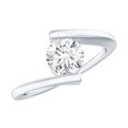 thumbnail image 1 of Rosec Jewels Round Diamond Solitaire Ring 6 mm - Lab Diamond Bypass Engagement Ring 1 Ct - EF-VS Grade, 18K White Gold, US 5.00, 1 of 8