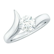 Rosec Jewels Certified Moissanite Engagement Ring 1 Carat - Bypass Ring - 6 mm Round Ring - D-VS1 Quality - with Jewelry Box, 925 Sterling Silver, US 4.00