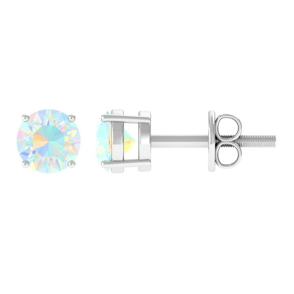 Rosec Jewels Natural Ethiopian Opal Earrings for Women - 5 mm - October Birthstone Earrings - AAA Quality - Ready to Gift, 925 Sterling Silver