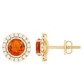 thumbnail image 1 of Rosec Jewels Natural Fire Opal Stud Earrings for Women (AAA Grade) - Opal Diamond Earrings - Ready to Gift with Jewelry Box, 10K Yellow Gold, 1 of 8