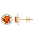 thumbnail image 1 of Rosec Jewels Natural Fire Opal Stud Earrings for Women (AAA Grade) - Opal Diamond Earrings - Ready to Gift with Jewelry Box, 14K Yellow Gold, 1 of 8