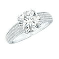 thumbnail image 1 of Rosec Jewels Certified Moissanite Round Engagement Ring with Side Stones - 8 mm Moissanite Solitaire Ring - 2 Ct - D-VS1 Quality, 18K White Gold, US 9.00, 1 of 9