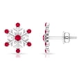 thumbnail image 1 of Rosec Jewels Ruby Snowflake Stud Earrings for Women - AAA Quality - July Birthstone Earrings, 10K White Gold, 1 of 7
