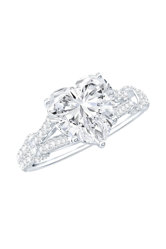2 Carat Moissanite Heart Engagement Ring for Women (8 mm - D-VS1 Quality) Hallmark 925 Sterling Heart Wedding Ring - Ready to Gift, US 8.00