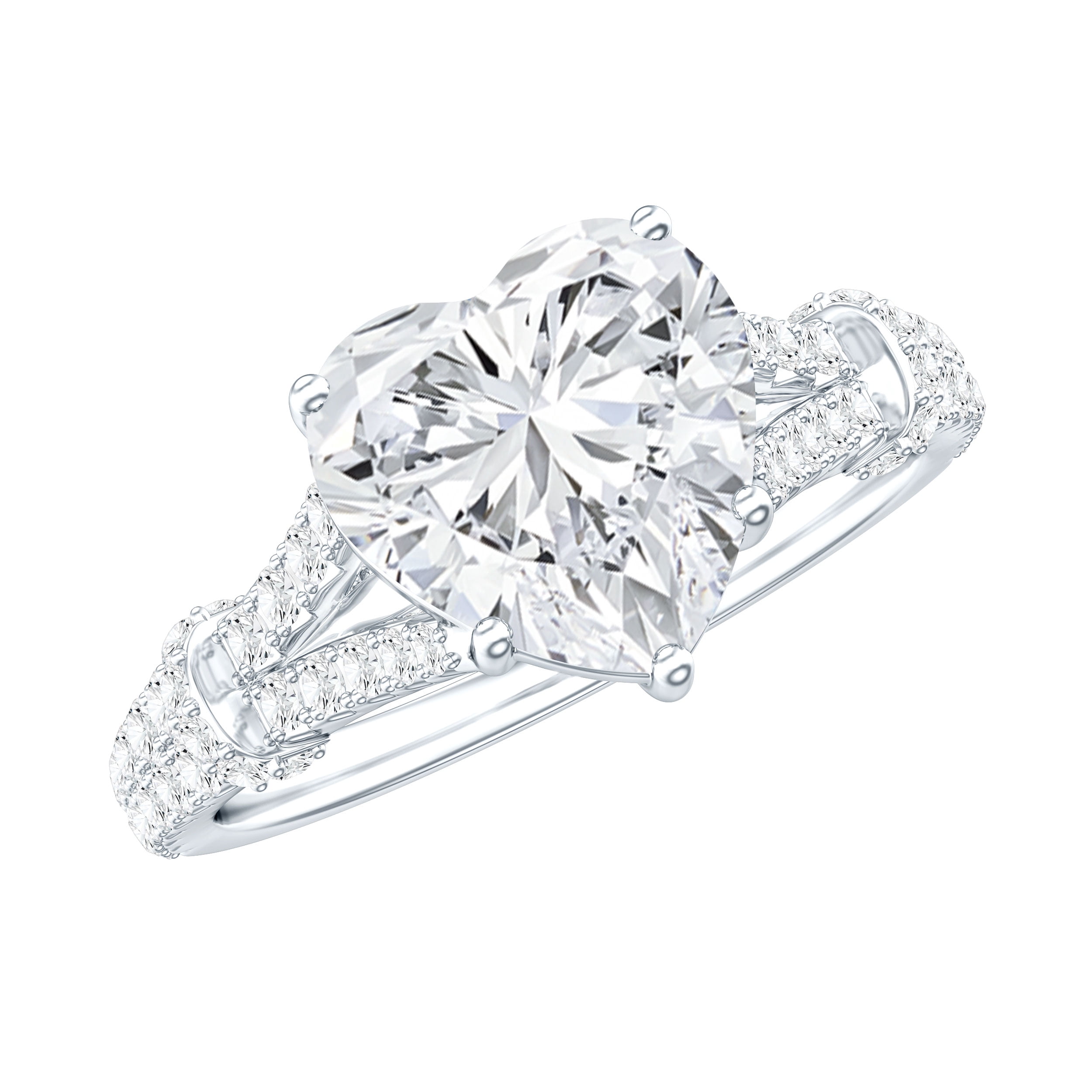 Rosec Jewels 2 Carat Moissanite Heart Engagement Ring for Women (8 mm - D-VS1 Quality) Stamped 925 Sterling Ring - Ready to Gift, US 8.50