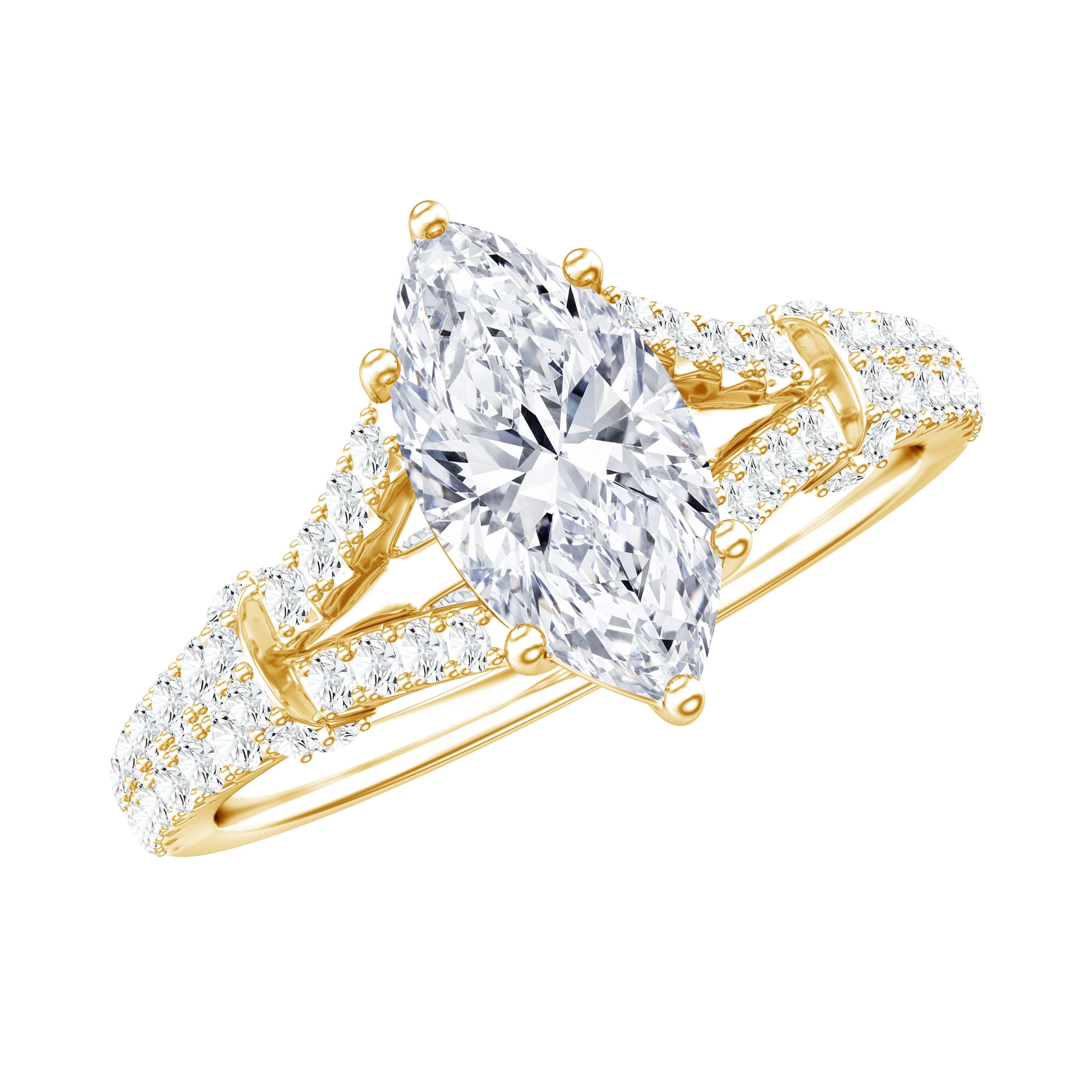 Rosec Jewels Silver Marquise Engagement Ring - 1 Ct Moissanite Ring - D-VS1 Quality Certified with 925 Sterling Hallmark, US 5.50