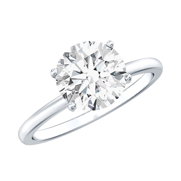 Rosec Jewels 2 Carat Round Cut Moissanite Solitaire Engagement Ring in Silver (8 mm, D-VS1 Quality Certified) - Ready to Gift, US 5.00