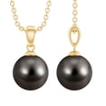 thumbnail image 1 of Simple Tahitian Pearl Solitaire Pendant Necklace for Women - 7 Carat - AAA Grade, 10K Yellow Gold, 1 of 7